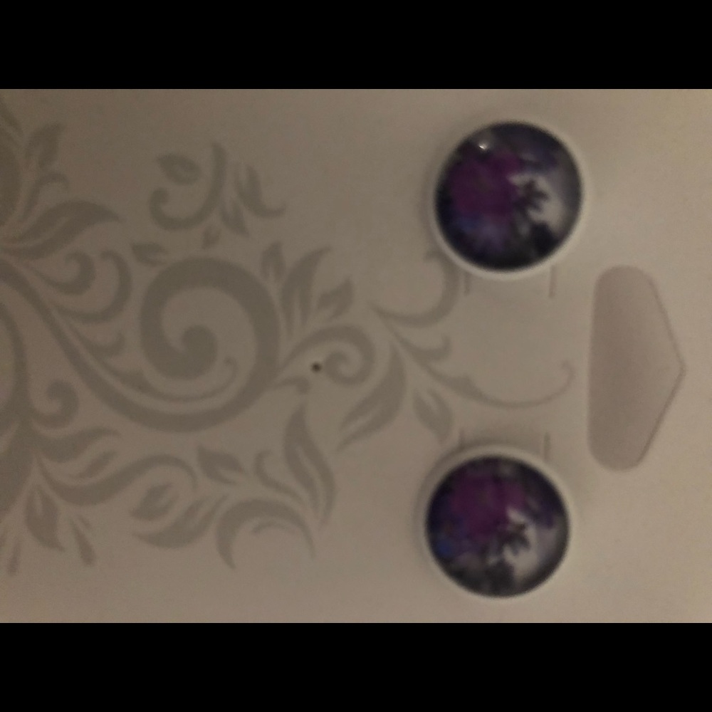 Purple floral studs
